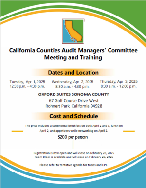 California Counties Audit Managers' Committee - Spring April 1-3, 2025