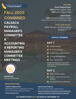 Fall 2025 - Combined Payroll Manager's & Accounting/Reporting Manager's Committee Meetings!